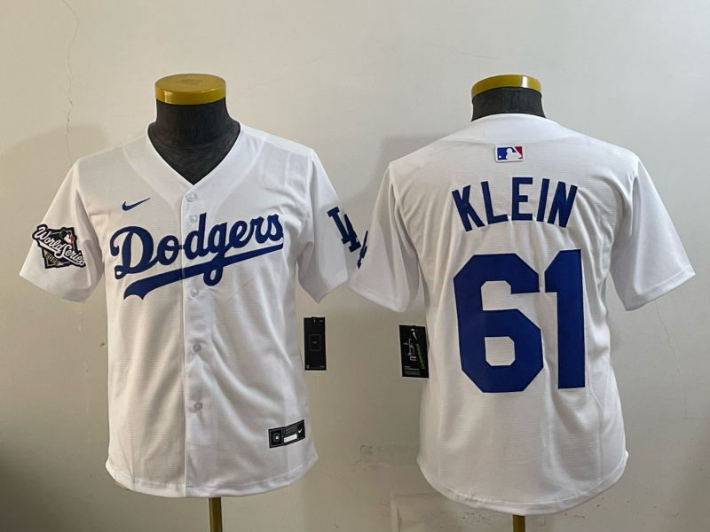 Youth 2025 Nike Los Angeles Dodgers #61 Klein White Game MLB Jersey 08->women mlb jersey->Women Jersey